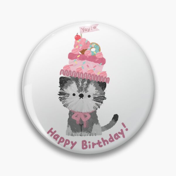 Item preview, Happy Birthday Cat with Cake Hat designed and sold by moonjar-art.