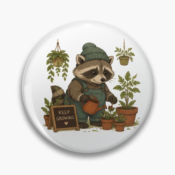 Item preview, Cute Gardening Raccoon with Keep Growing Sign designed and sold by JustFeature.