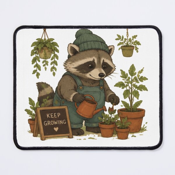 Item preview, Cute Gardening Raccoon with Keep Growing Sign designed and sold by JustFeature.