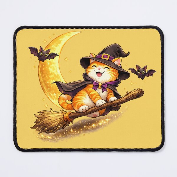 Item preview, Magical Orange Tabby Cat Flying on Broomstick designed and sold by Grump and Co.