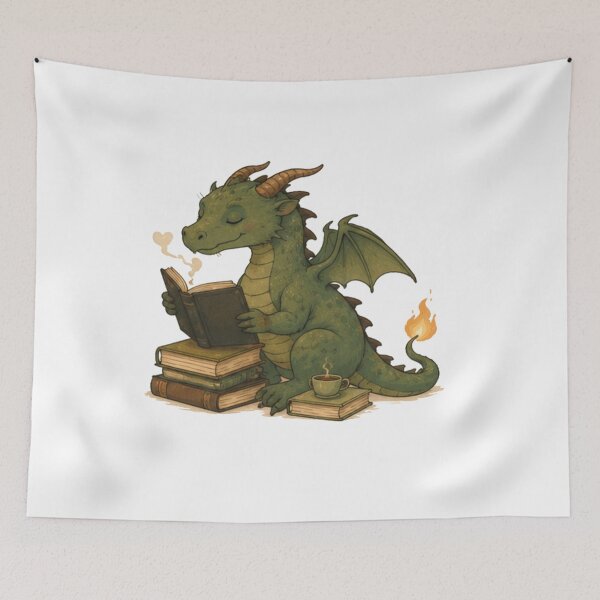 Item preview, Adorable Fantasy Bookworm Dragon Art designed and sold by JustFeature.