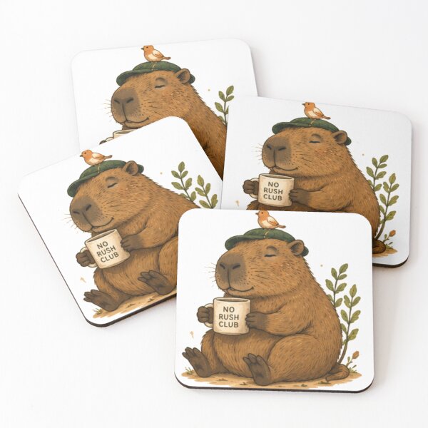 Item preview, Cute No Rush Club Capybara with Coffee designed and sold by JustFeature.