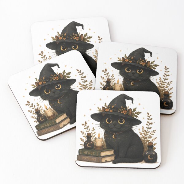 Item preview, Cute Black Witch Cat with Potions and Books designed and sold by JustFeature.