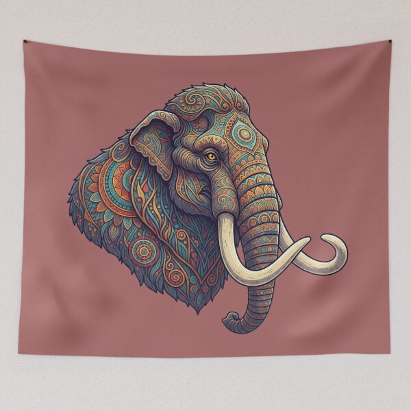 Item preview, Ornate Mandala Woolly Mammoth Animal Illustration designed and sold by Exquisite Design Studio „Paculówka”.