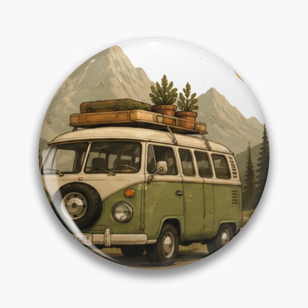 Item preview, Green Vintage Camper Van in the Mountains designed and sold by JustFeature.