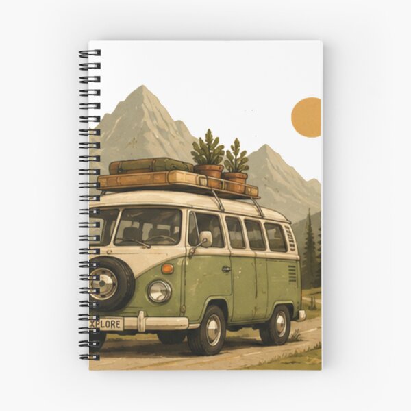 Item preview, Green Vintage Camper Van in the Mountains designed and sold by JustFeature.