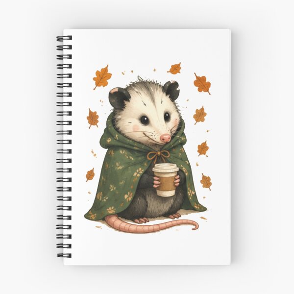 Item preview, Cozy Autumn Opossum with Coffee Mug designed and sold by JustFeature.