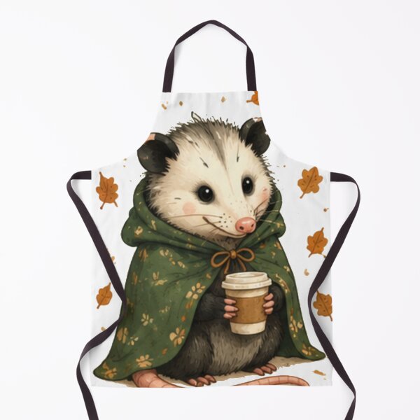 Item preview, Cozy Autumn Opossum with Coffee Mug designed and sold by JustFeature.