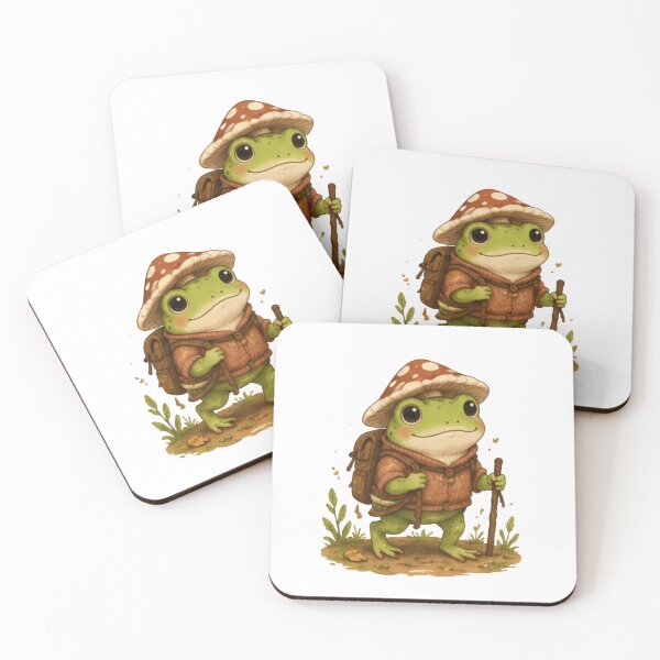 Item preview, Cute Hiking Frog with Mushroom Hat designed and sold by JustFeature.