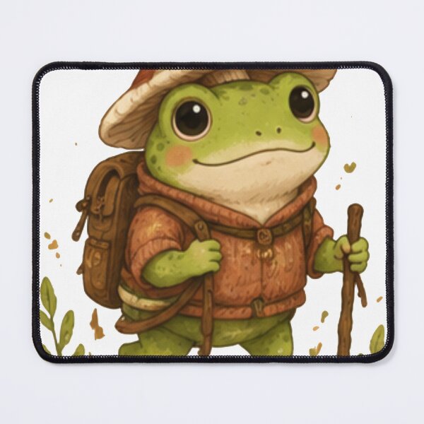 Item preview, Cute Hiking Frog with Mushroom Hat designed and sold by JustFeature.