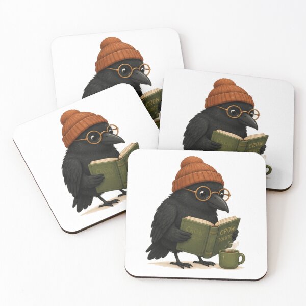 Item preview, Cozy Reading Crow With Book And Coffee designed and sold by JustFeature.