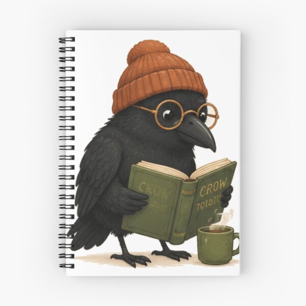 Item preview, Cozy Reading Crow With Book And Coffee designed and sold by JustFeature.