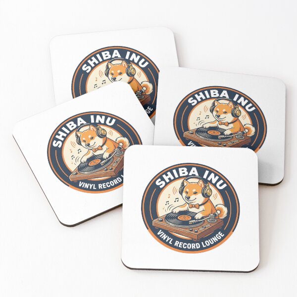 Item preview, Shiba Inu Vinyl Record Lounge Vintage Turntable designed and sold by PictoVibe.