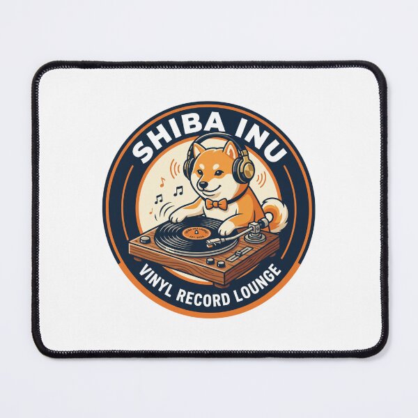 Item preview, Shiba Inu Vinyl Record Lounge Vintage Turntable designed and sold by PictoVibe.