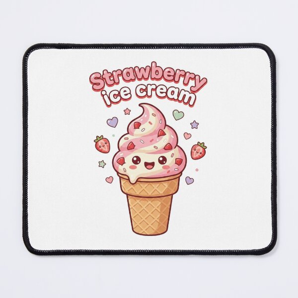 Item preview, Cute Strawberry Ice Cream PNG | Kawaii Ice Cream Cone Cartoon Clipart | Digital Download designed and sold by morning sun.