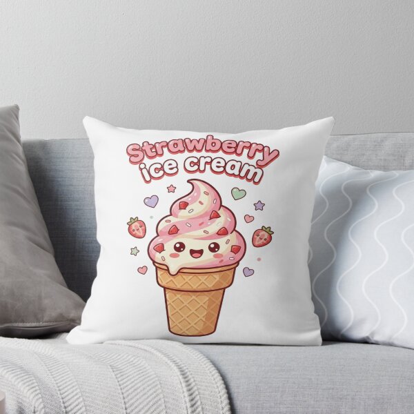 Item preview, Cute Strawberry Ice Cream PNG | Kawaii Ice Cream Cone Cartoon Clipart | Digital Download designed and sold by morning sun.