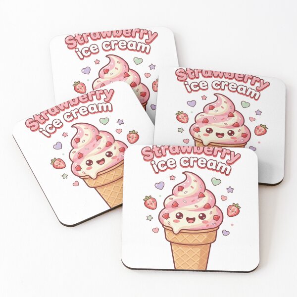 Item preview, Cute Strawberry Ice Cream PNG | Kawaii Ice Cream Cone Cartoon Clipart | Digital Download designed and sold by morning sun.