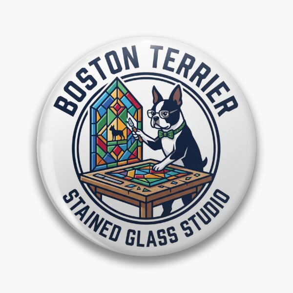 Item preview, Boston Terrier Stained Glass Studio Geometric Window designed and sold by PictoVibe.