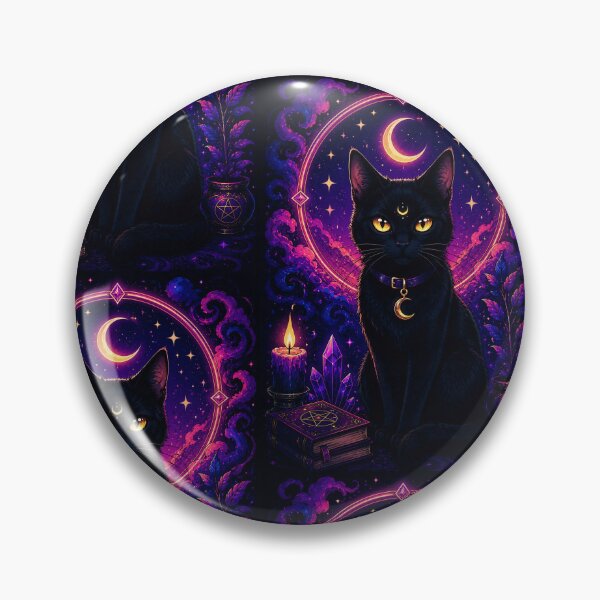 Item preview, Mystical Black Cat Under Crescent Moon designed and sold by PureVibeStudio.