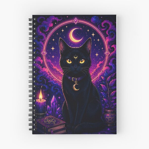 Item preview, Mystical Black Cat Under Crescent Moon designed and sold by PureVibeStudio.