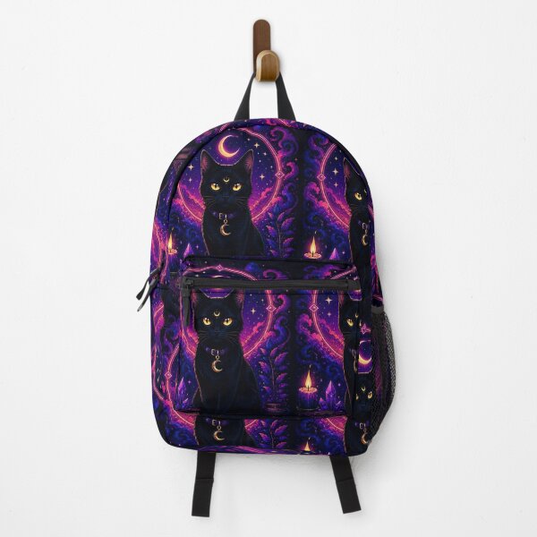 Item preview, Mystical Black Cat Under Crescent Moon designed and sold by PureVibeStudio.