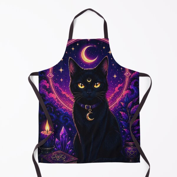 Item preview, Mystical Black Cat Under Crescent Moon designed and sold by PureVibeStudio.