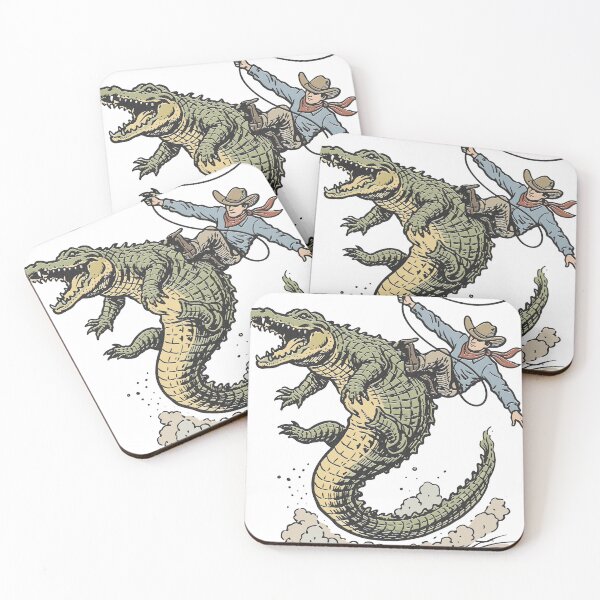 Item preview, Cowboy Riding Gator designed and sold by twindragonthreads.