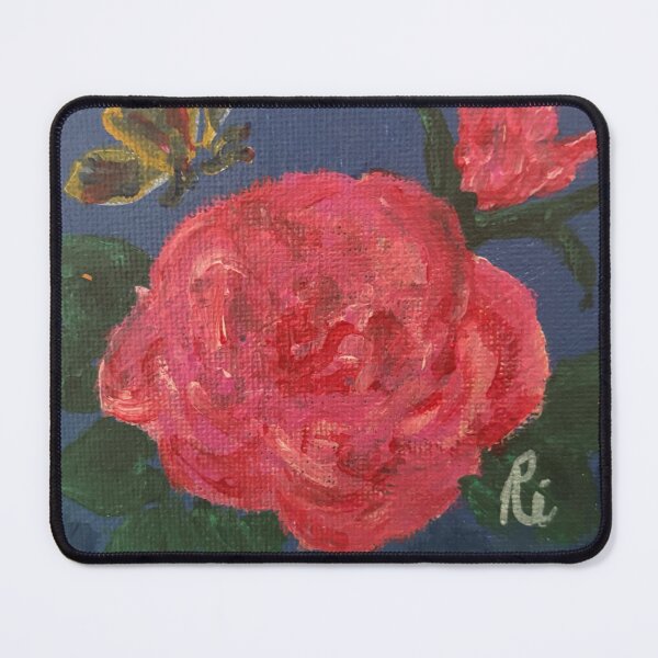 Item preview, Romantic Pink Rose and Golden Butterfly Mini Acrylic Painting designed and sold by Colors by Ri.