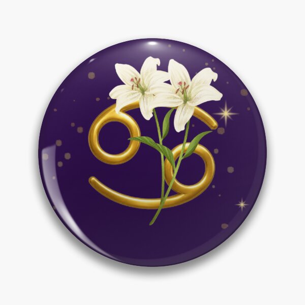 Item preview, Cancer Zodiac Floral Art | Gold Cancer Symbol with White Lilies | Astrology Gift | Celestial Botanical Design designed and sold by MysticPurpleHue.
