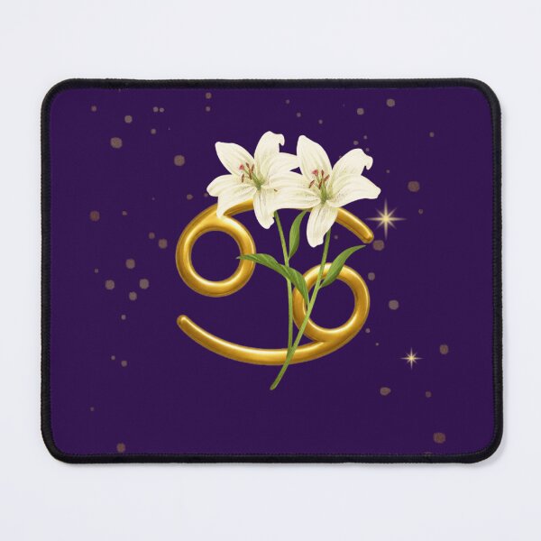 Item preview, Cancer Zodiac Floral Art | Gold Cancer Symbol with White Lilies | Astrology Gift | Celestial Botanical Design designed and sold by MysticPurpleHue.