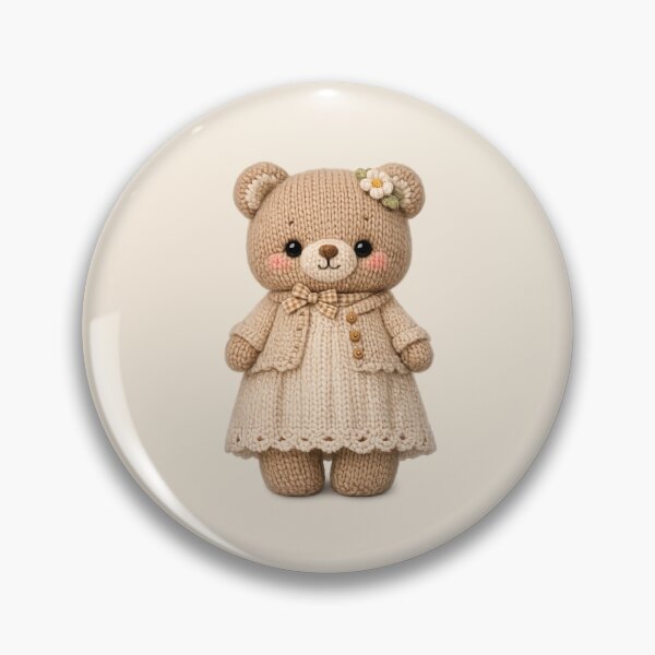 Item preview, Cute Knitted Bear Plush | Kawaii Handmade Crochet Cottagecore designed and sold by Moons Studio.