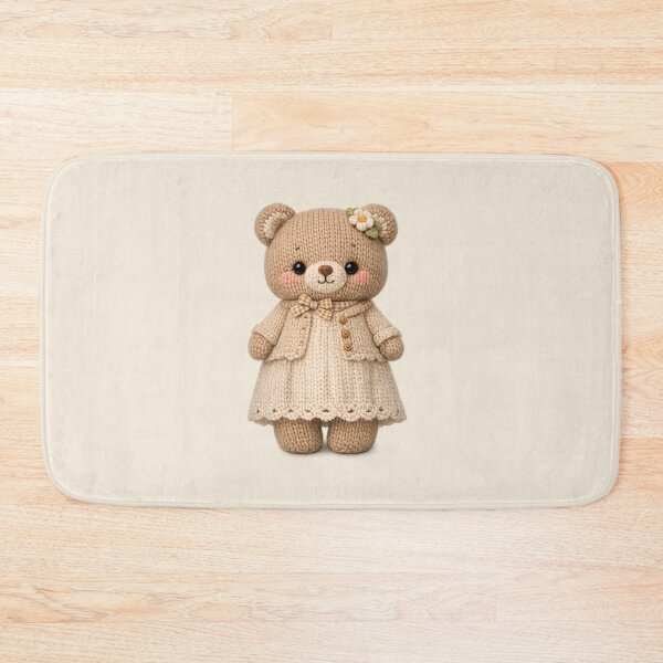 Item preview, Cute Knitted Bear Plush | Kawaii Handmade Crochet Cottagecore designed and sold by Moons Studio.