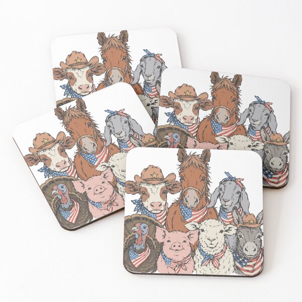 Item preview, Patriotic Farm Animals designed and sold by twindragonthreads.