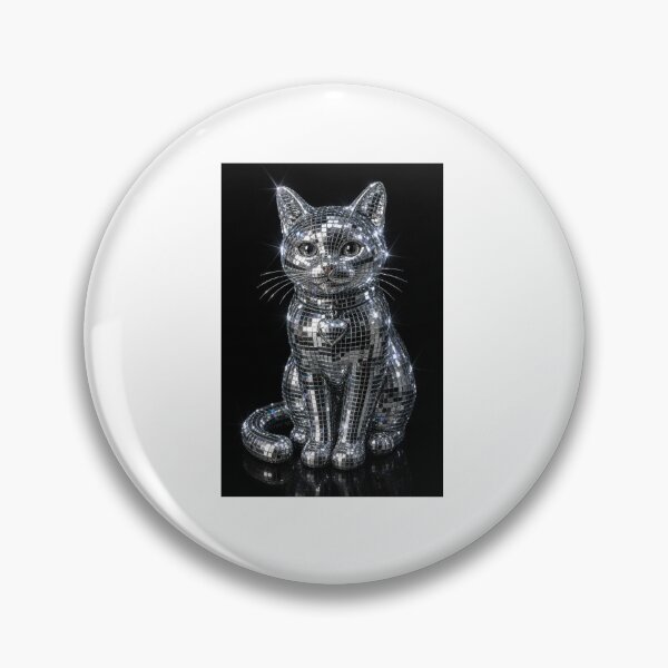 Item preview, Disco Ball Cat – Sparkling Mirror Mosaic Feline Art | Glamorous Silver Kitty Wall Art designed and sold by PrintableArt123.
