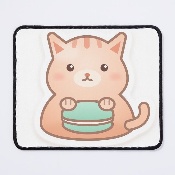 Item preview, Kawaii Peach Cat Hugging Mint Macaron designed and sold by dailysyukur.
