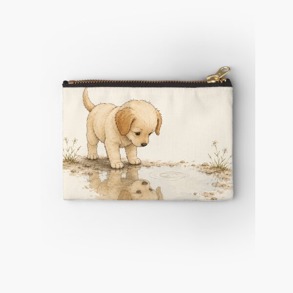 Item preview, Curious Puppy Looking at Its Reflection | Whimsical Dog Watercolor Illustration designed and sold by alchemist1636 .