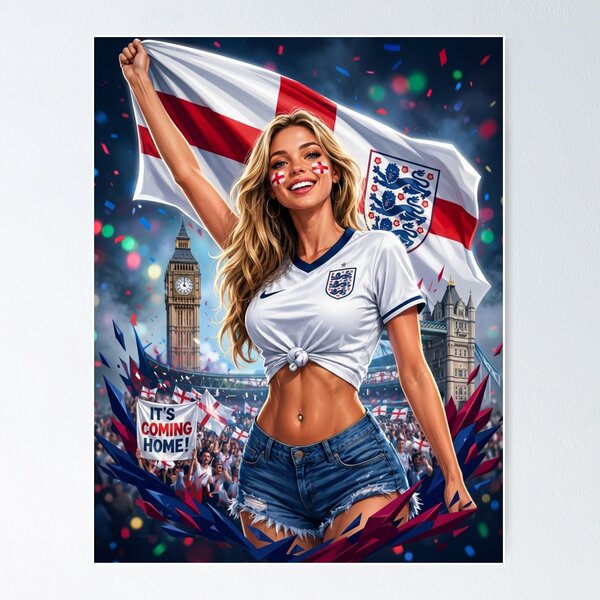 Item preview, English Football Fan Girl Design designed and sold by Retro Arabica.