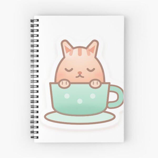 Item preview, Kawaii Cat in a Mint Teacup designed and sold by dailysyukur.