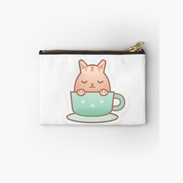 Item preview, Kawaii Cat in a Mint Teacup designed and sold by dailysyukur.