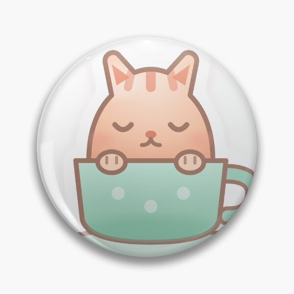 Item preview, Kawaii Cat in a Mint Teacup designed and sold by dailysyukur.