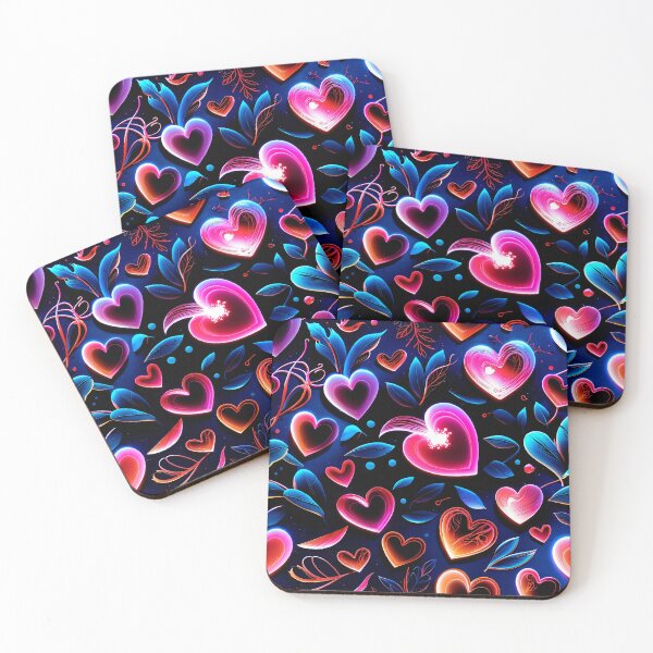 Item preview, Neon Love Hearts Pattern – Vibrant Romantic Digital Art for Apparel, Home Decor & Accessories designed and sold by IMuDesigner.