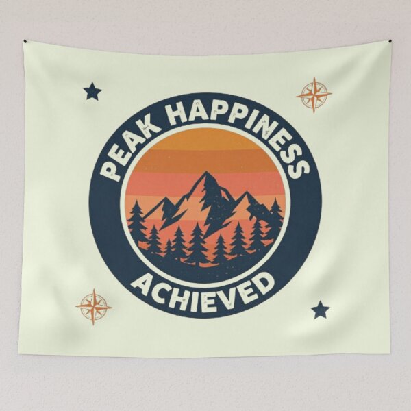 Item preview, Peak Happiness Achieved Funny Mountain Hiking Nature Outdoor T-Shirt designed and sold by HopeAndHustle.