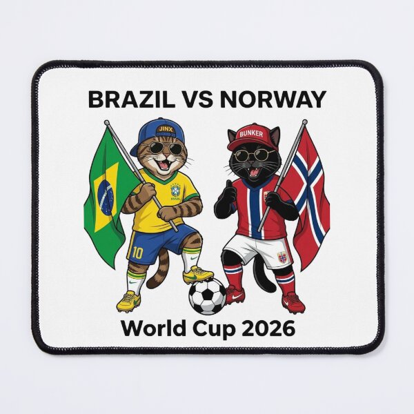Item preview, Brazil vs Norway Funny Soccer Cats World Cup 2026 designed and sold by nexargraphics.