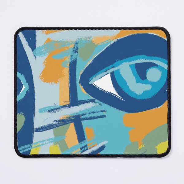 Item preview, Abstract Eye Portrait – Blue and Yellow Pop Art Face- boared designed and sold by odd sock cult .