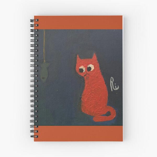 Item preview, Whimsical Red Cat and Toy Fish Acrylic Mini Painting designed and sold by Colors by Ri.