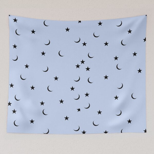 Item preview, Soft Blue Celestial Moon and Stars Pattern designed and sold by Asmaa Abdul-Azim.