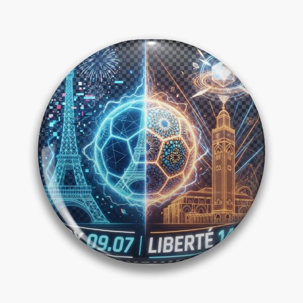 Item preview, France vs Morocco Neon Glory Liberté Eiffel Tower Football Art designed and sold by VikrantCreative.