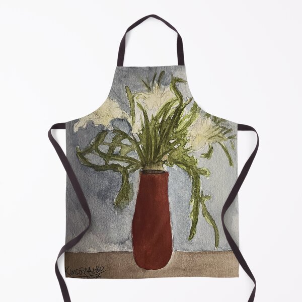 Item preview, White Floral Bouquet in Red Vase designed and sold by DenizNasif.