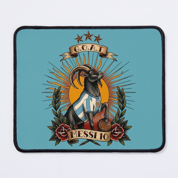 Item preview, Messi GOAT Traditional Tattoo designed and sold by Fictional Ink Society.