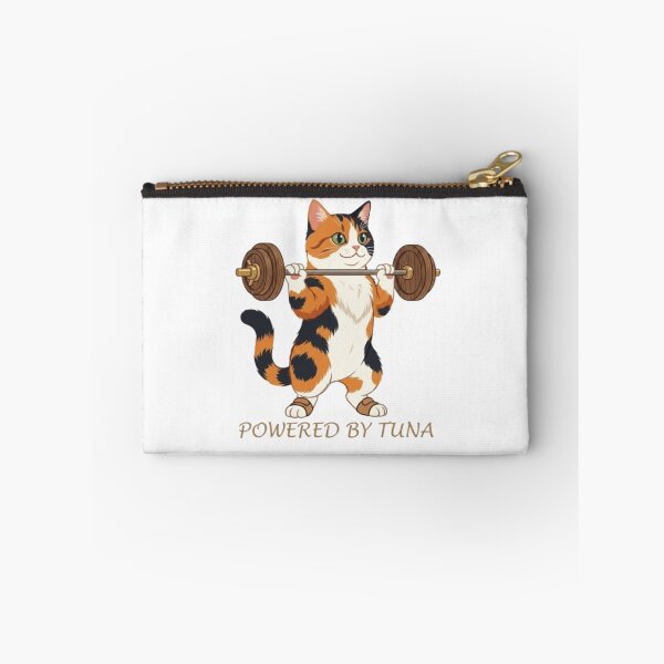 Item preview, Funny Calico Cat Lifting Gold Dumbbells Fitness Illustration designed and sold by Northern Glow Art.